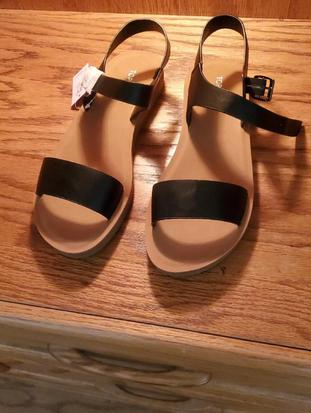 TOP Moda Black Open-Toe Slingback Platform Sandals
